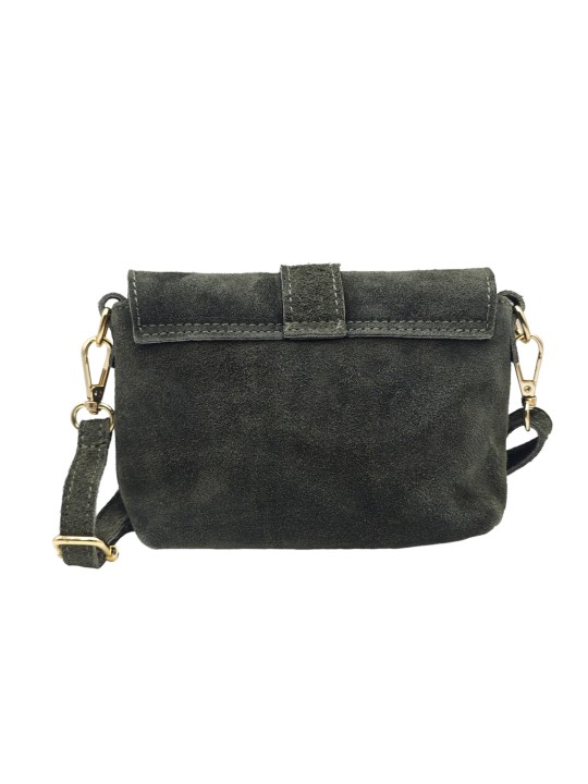 Soleil Chic Mini Sac bandoulière cuir Anneau Besace 166 Daim Kaki