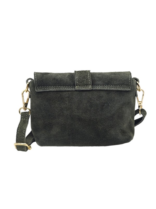 Soleil Chic Mini Sac bandoulière cuir Anneau Besace 166 Daim Kaki