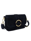 Soleil Chic Mini Sac bandoulière cuir Anneau Besace 166 Daim Noir