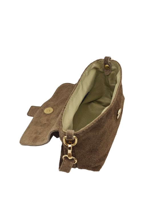Soleil Chic Mini Sac bandoulière cuir Anneau Besace 166 Daim Taupe
