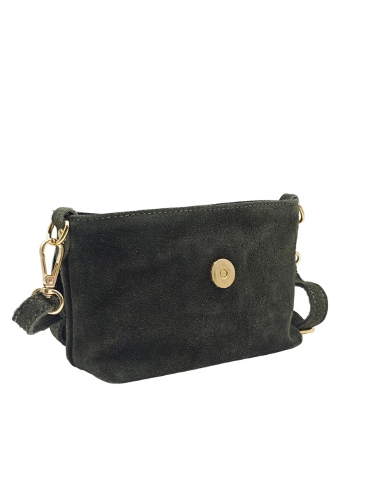 Soleil Chic Mini Sac bandoulière cuir Anneau Besace 166 Daim Kaki