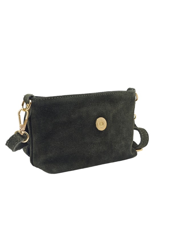 Soleil Chic Mini Sac bandoulière cuir Anneau Besace 166 Daim Kaki