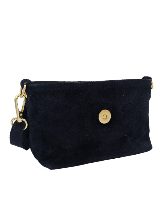 Soleil Chic Mini Sac bandoulière cuir Anneau Besace 166 Daim Noir