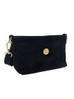 Soleil Chic Mini Sac bandoulière cuir Anneau Besace 166 Daim Noir