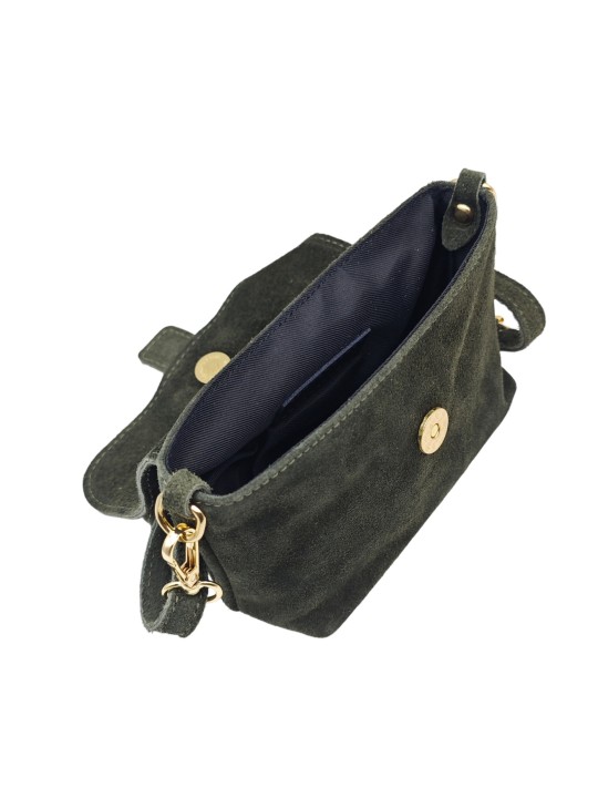 Soleil Chic Mini Sac bandoulière cuir Anneau Besace 166 Daim Kaki