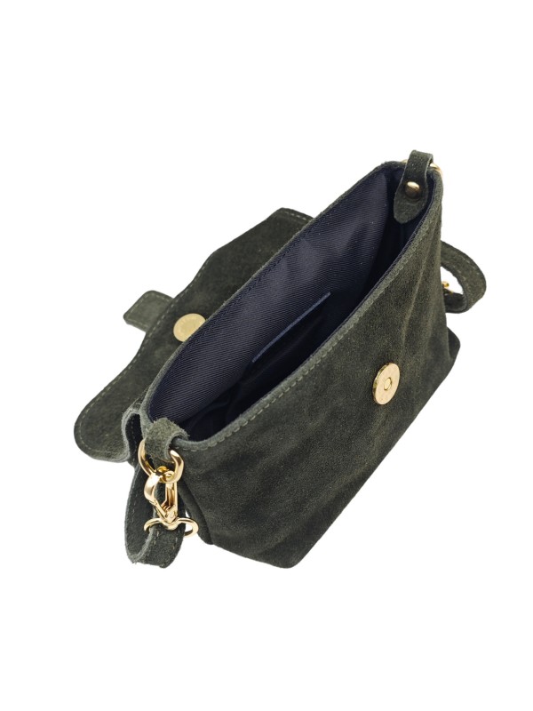 Soleil Chic Mini Sac bandoulière cuir Anneau Besace 166 Daim Kaki