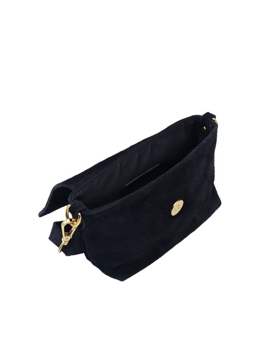 Soleil Chic Mini Sac bandoulière cuir Anneau Besace 166 Daim Noir