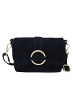 Soleil Chic Mini Sac bandoulière cuir Anneau Besace 166 Daim Noir