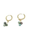Créoles 3 perles pierres Turquoise - Ikita