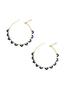 Créoles multi perles pierres Lapis Lazuli - Ikita