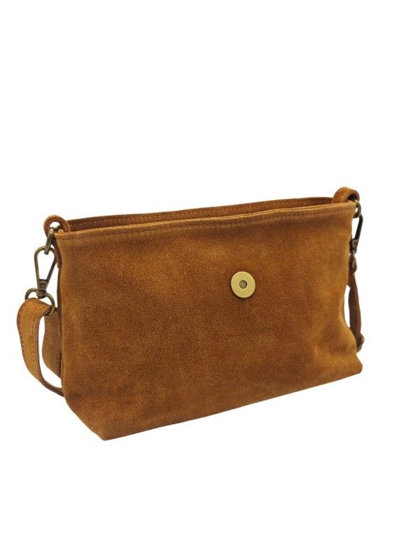 Soleil Chic Sac bandouliere cuir Anneau Besace Nubuck Camel LEO