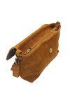 Soleil Chic Sac bandouliere cuir Anneau Besace Nubuck Camel LEO