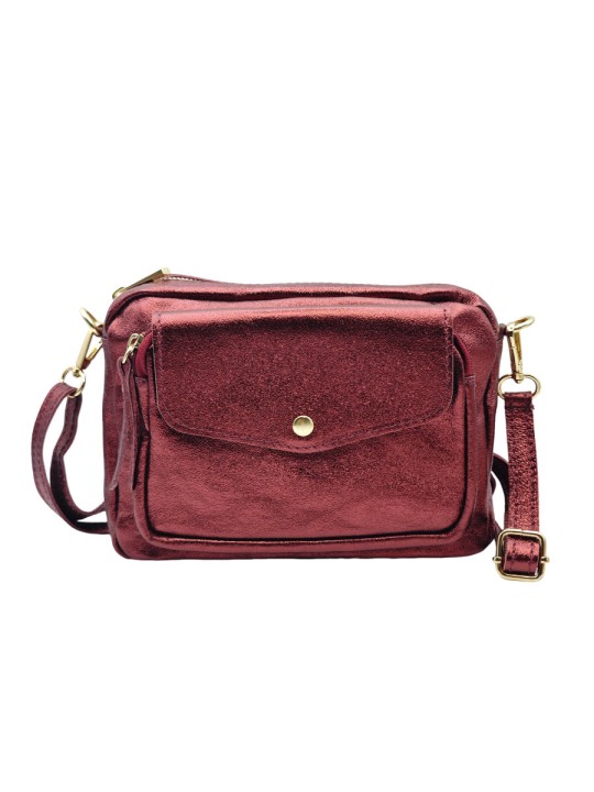 Soleil Chic Sac Bandoulière Rabat Bordeaux Irise