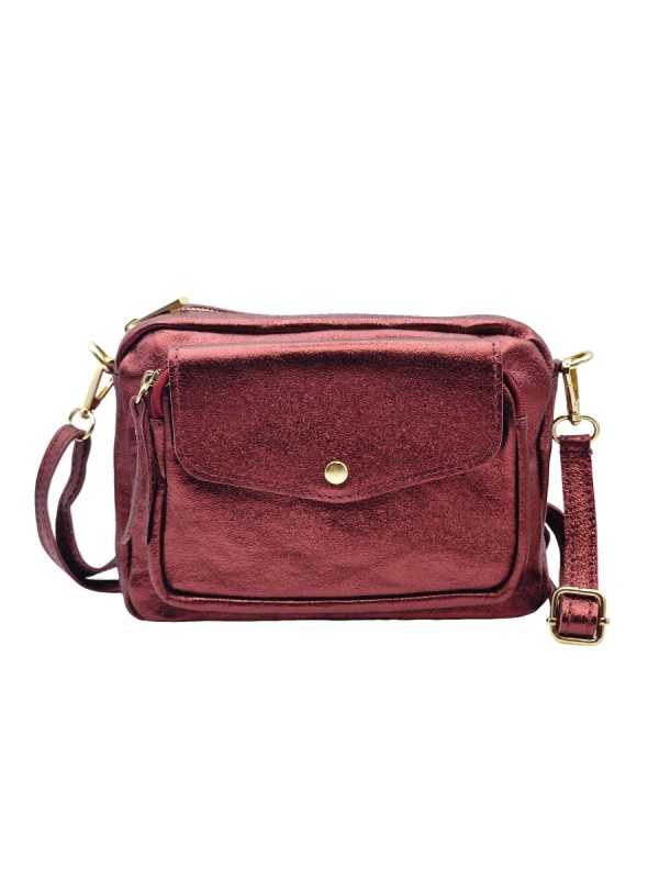 Soleil Chic Sac Bandoulière Rabat Bordeaux Irise