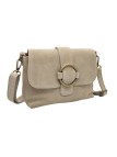 Soleil Chic Sac bandouliere cuir Anneau Besace Nubuck Taupe A25
