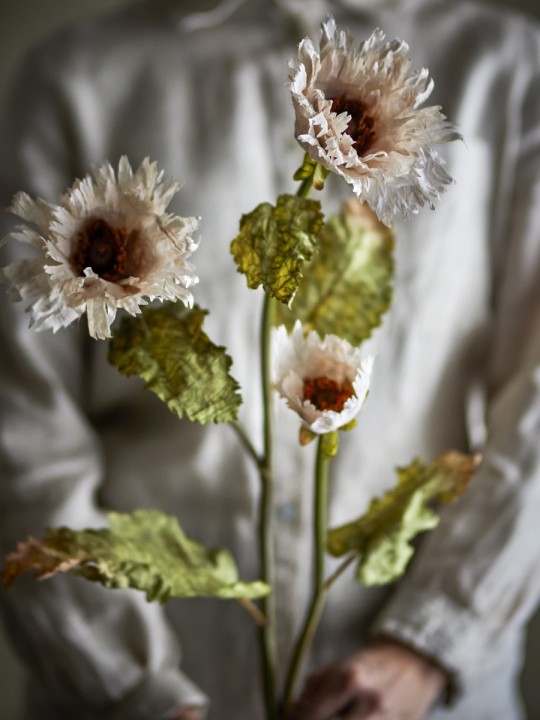Bloomingville Chrysantemum Tige, Blanc, Fleurs artificielles
