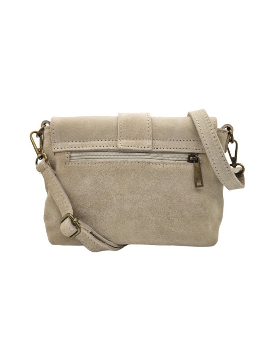 Soleil Chic Sac bandouliere cuir Anneau Besace Nubuck Taupe A25