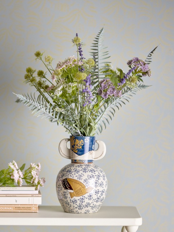 Bloomingville Hezha Vase, Bleu, Grès
