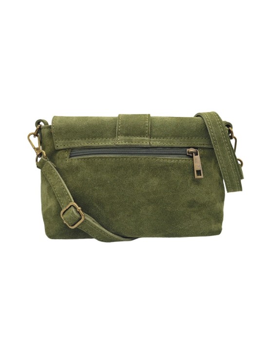 Soleil Chic Sac bandouliere cuir Anneau Besace Nubuck Kaki A25