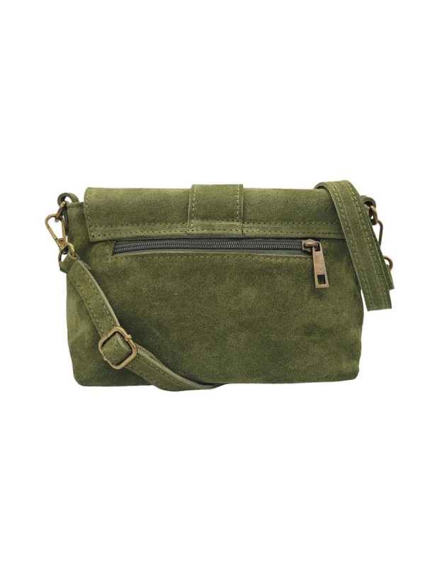 Soleil Chic Sac bandouliere cuir Anneau Besace Nubuck Kaki A25