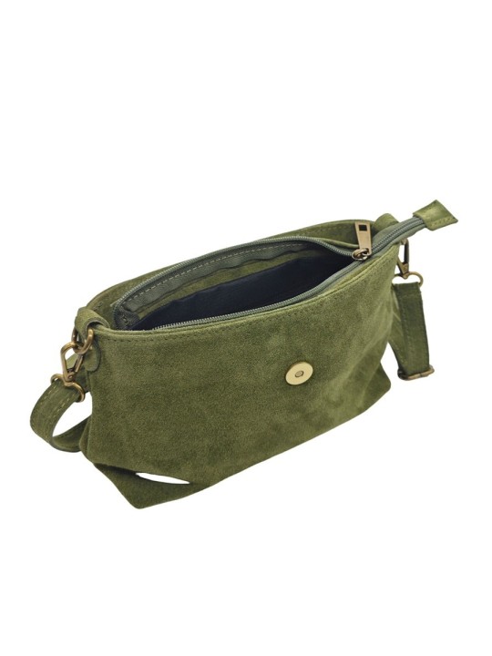 Soleil Chic Sac bandouliere cuir Anneau Besace Nubuck Kaki A25
