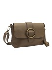 Soleil Chic Sac bandouliere cuir Anneau Besace Graine Taupe fonce