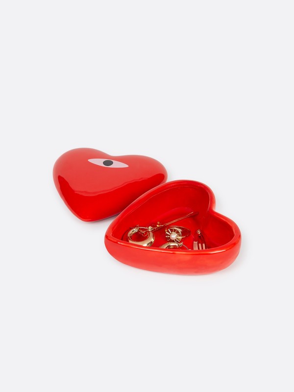 DOIY - Boîte à bijoux en céramique Coeur Rouge