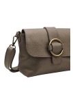 Soleil Chic Sac bandouliere cuir Anneau Besace Graine Taupe fonce