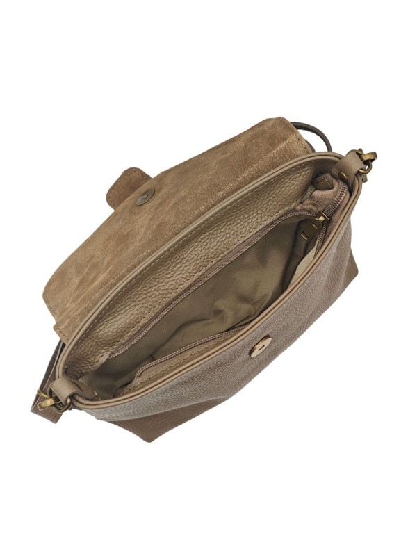 Soleil Chic Sac bandouliere cuir Anneau Besace Graine Taupe fonce