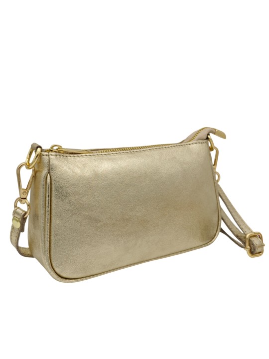 Soleil Chic Petite Pochette bandoulière cuir Or