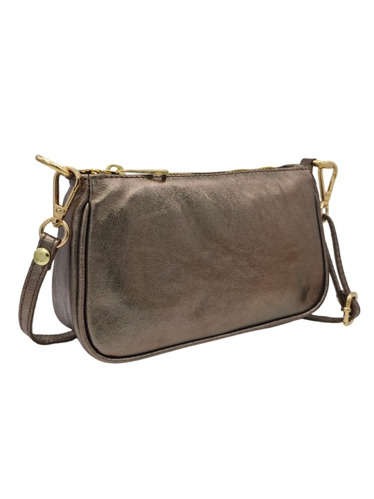 Soleil Chic Petite Pochette bandoulière cuir Champagne