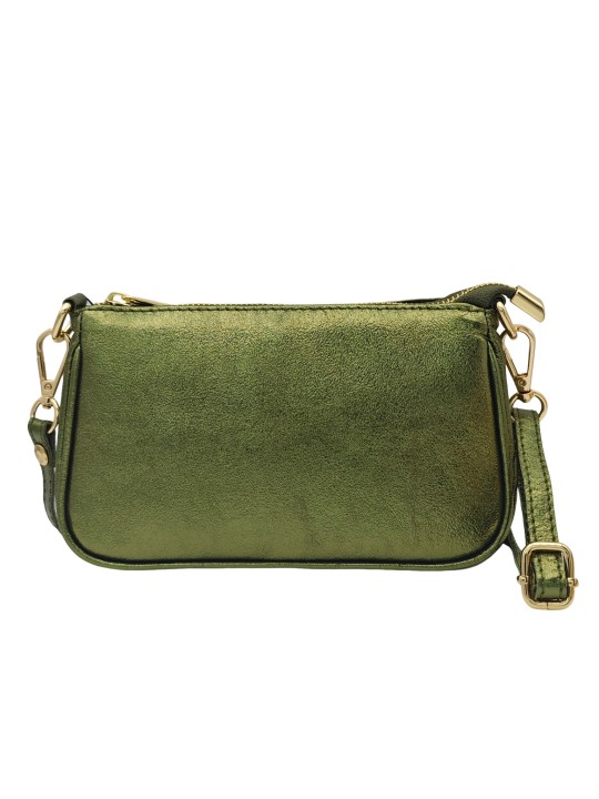 Soleil Chic Petite Pochette bandoulière cuir Kaki Irise