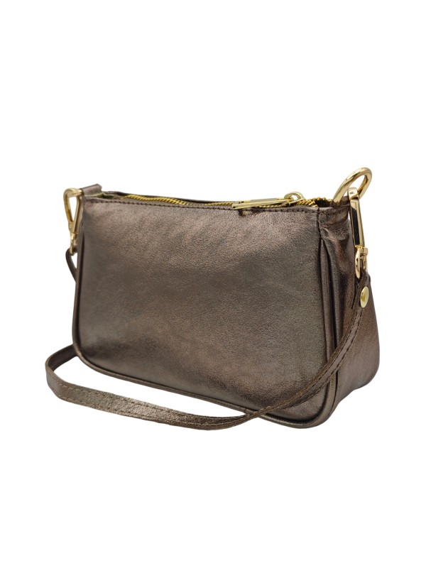 Soleil Chic Petite Pochette bandoulière cuir Champagne