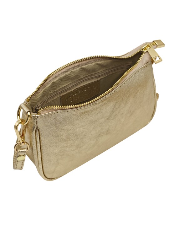 Soleil Chic Petite Pochette bandoulière cuir Or
