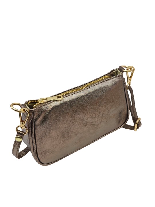 Soleil Chic Petite Pochette bandoulière cuir Champagne
