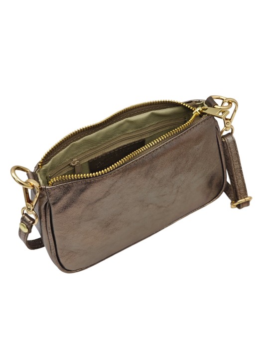 Soleil Chic Petite Pochette bandoulière cuir Champagne