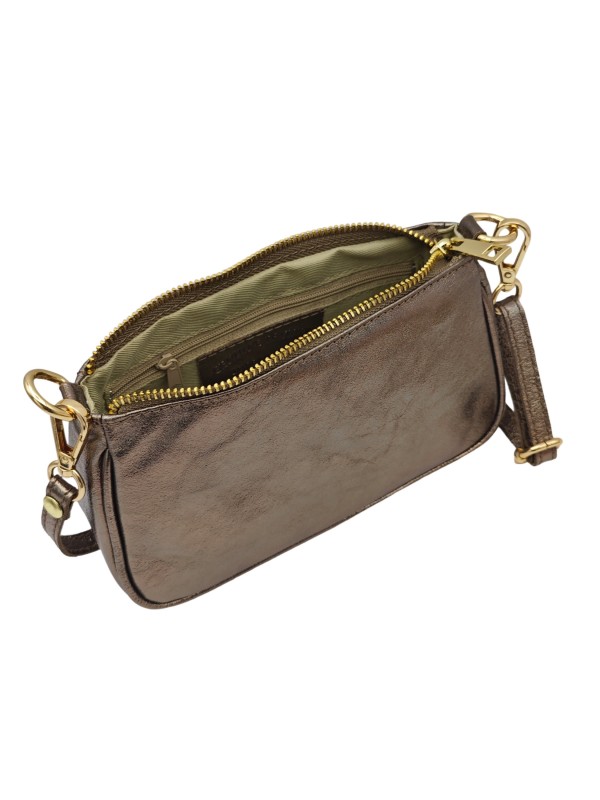 Soleil Chic Petite Pochette bandoulière cuir Champagne