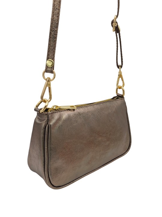 Soleil Chic Petite Pochette bandoulière cuir Champagne