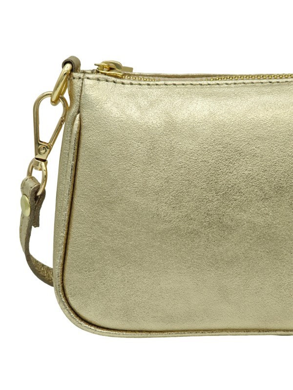 Soleil Chic Petite Pochette bandoulière cuir Or
