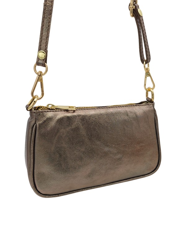 Soleil Chic Petite Pochette bandoulière cuir Champagne