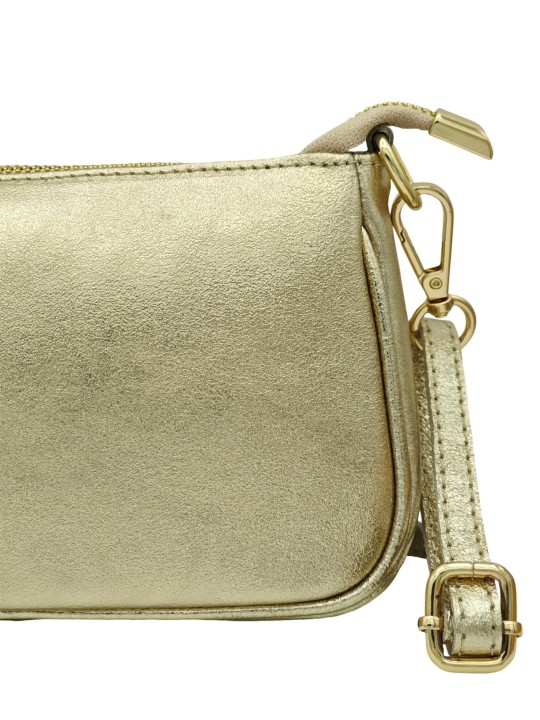Soleil Chic Petite Pochette bandoulière cuir Or