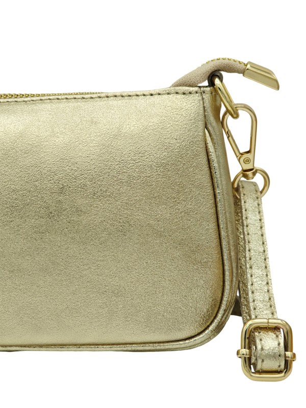 Soleil Chic Petite Pochette bandoulière cuir Or