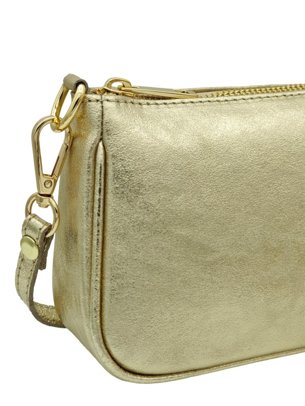 Soleil Chic Petite Pochette bandoulière cuir Or