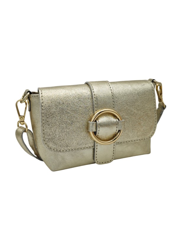 Soleil Chic Mini Sac bandoulière cuir Anneau Besace 166 Or