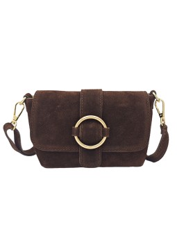 Soleil Chic Mini Sac bandoulière cuir Anneau Besace 166 Daim Marron
