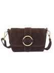 Soleil Chic Mini Sac bandoulière cuir Anneau Besace 166 Daim Marron