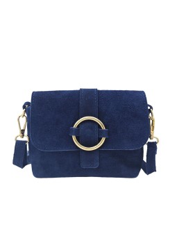 Soleil Chic Mini Sac bandoulière cuir Anneau Besace 166 Daim Marine