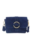 Soleil Chic Mini Sac bandoulière cuir Anneau Besace 166 Daim Marine