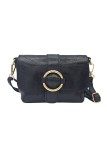 Soleil Chic Mini Sac bandoulière cuir Anneau Besace 166 B Noir