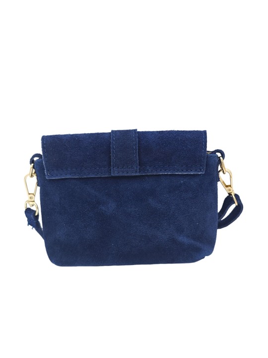 Soleil Chic Mini Sac bandoulière cuir Anneau Besace 166 Daim Marine